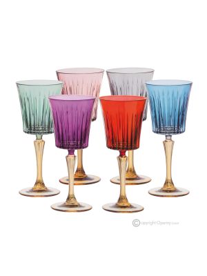 DOMINA Set mit 6 authentischen handbemalten Weingläsern mit Stiel aus hochwertigem Glas.