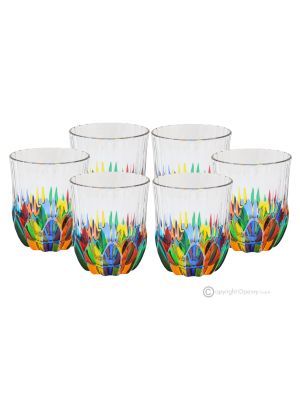 ADAGIO Set mit 6 authentischen, modernen, handbemalten Wassergläsern aus hochwertigem Glas.