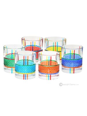 BRILLANTE Set mit 6 authentischen, modernen, handbemalten Wassergläsern aus hochwertigem Glas.