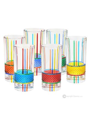 BRILLANTE Set mit 6 authentischen, modernen, handbemalten Trinkgläsern aus hochwertigem Glas.
