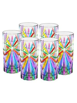 OASIS-Set mit 6 authentischen, modernen, handbemalten Trinkgläsern aus hochwertigem Glas.