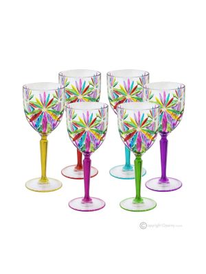OASIS-Set mit 6 authentischen handbemalten Weingläsern mit Stiel aus hochwertigem Glas.