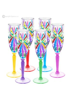 OASIS-Set mit 6 authentischen handbemalten Flötengläsern aus hochwertigem Glas.