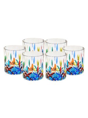 OPERA Set mit 6 authentischen, modernen, handbemalten Gläsern aus hochwertigem Glas.