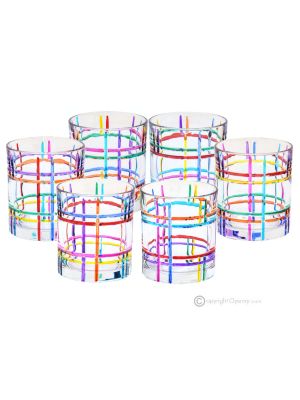 ANYTIME-Set mit 6 authentischen, modernen, handbemalten Gläsern aus hochwertigem Glas.