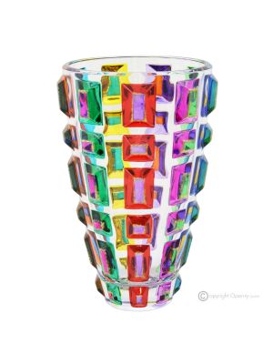 GEM Authentische, moderne, dekorative, handbemalte Kristallvase.