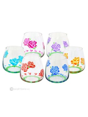ALIZEE Set mit 6 authentischen, modernen, handbemalten Gläsern aus hochwertigem Glas.
