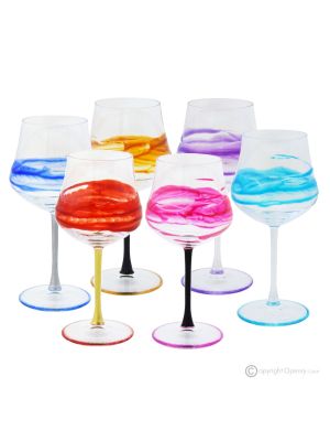 EGO-Set mit 6 authentischen handbemalten Stielgläsern aus hochwertigem Glas.