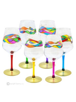 JULIETTE Set mit 6 authentischen handbemalten Stielgläsern aus hochwertigem Glas.