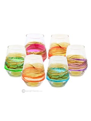 JULIETTE Set mit 6 authentischen, modernen, handbemalten Gläsern aus hochwertigem Glas.
