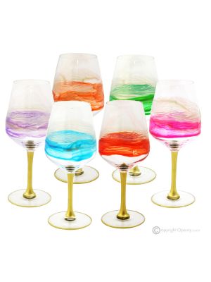 JULIETTE Set mit 6 authentischen handbemalten Stielgläsern aus hochwertigem Glas.