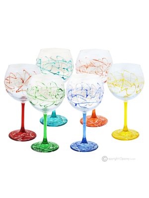 VERKOSTUNG Set mit 6 authentischen handbemalten Stielgläsern aus hochwertigem Glas.