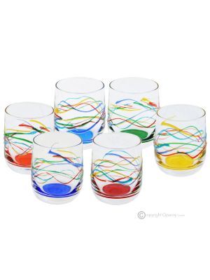 LOTO-Set mit 6 authentischen, modernen, handbemalten Gläsern aus hochwertigem Glas.