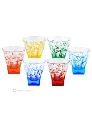 FUSION Set mit 6 authentischen handbemalten Likörgläsern aus hochwertigem Glas.