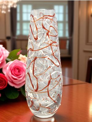 TRAVIATA Authentische handbemalte moderne dekorative Vase aus hochwertigem Glas.