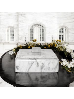 COFANETTO PORTAGIOIE MARMO CARRARA Schmuckkästchen Skulptur aus Carrara-Marmor handgemacht authentisch Made in Italy