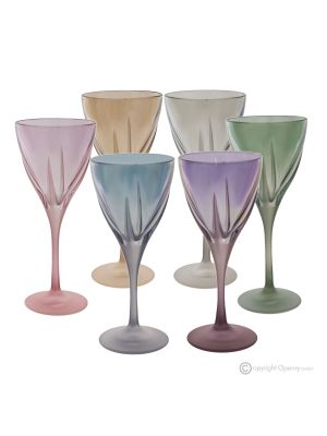 DEBBY Set aus 6 authentischen, handbemalten Wassergläsern mit Stiel aus hochwertigem Glas.