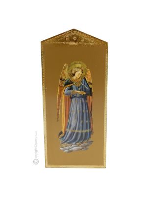 ANGELO MUSICANTE religiöse Ikone Holzikone Goldblatt bedruckt Musikant Beato Angelico