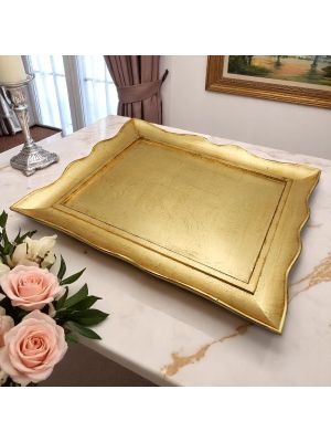 VASSOIO SAGOMATO Tablett Holztablett mit Goldblatt handbemalt  Florenz authentisch Made in Italy
