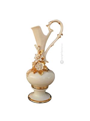 PIACENTE Italienische Keramik Vase handgemacht 24k Goldfarbe Swarovski-Kristalle Barockstil