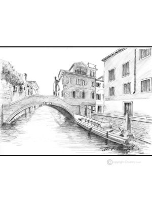 FONDAMENTA S. CATERINA - VENEDIG Bleistiftzeichnungen auf Papir modern Made in Italy