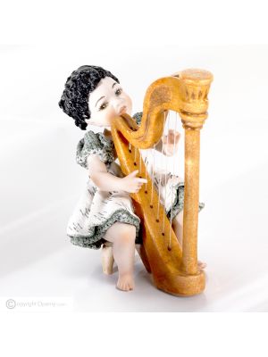 HENRIETTE Musikerin mit Harfe, Capodimonte-Porzellanstatuette, reine italienische Kunst.