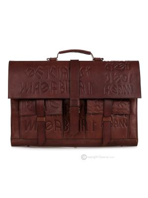 JACKIEIKU Aktentasche Laptoptasche Notebooktasche Messenger Taschen Umhängetasche Herrentaschen handgefertigte aus echtem Leder Braun