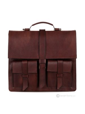 MASSEO Aktentasche Laptoptasche Notebooktasche Messenger Taschen Umhängetasche Herrentaschen handgefertigte aus echtem Leder Braun