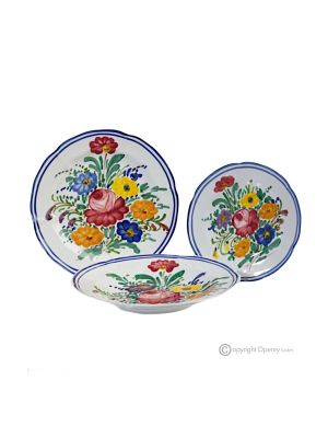 PIATTI FIORACCIO Kollektion Tellerset Set Teller Geschirrset  handgemachte Castelli Keramik Made in Italy