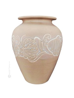 ANFORA MARE Italienische Keramik Vase handgemacht gravierte Dekoration  handbemalt