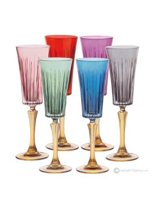 DOMINA Set mit 6 authentischen handbemalten Flötengläsern aus hochwertigem Glas.