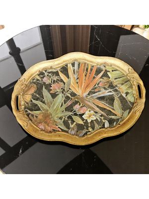 Holztablett mit 24-Karat-Blattgold-Veredelung, inspiriert von der Florentiner Kunsttradition.
