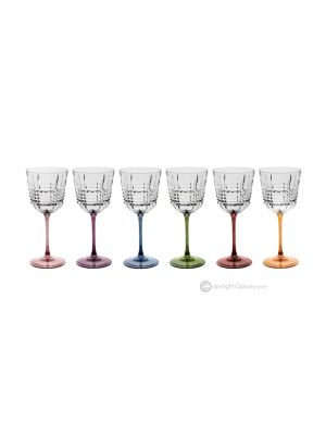 INCONTRO Set mit 6 authentischen handbemalten Weingläsern mit Stiel aus hochwertigem Glas.