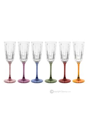 INCONTRO Set mit 6 authentischen handbemalten Flötengläsern aus hochwertigem Glas.