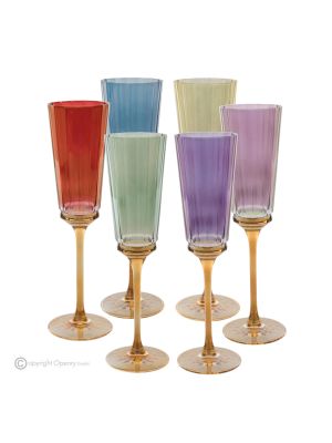 MADDY Set mit 6 authentischen handbemalten Flötengläsern aus hochwertigem Glas.