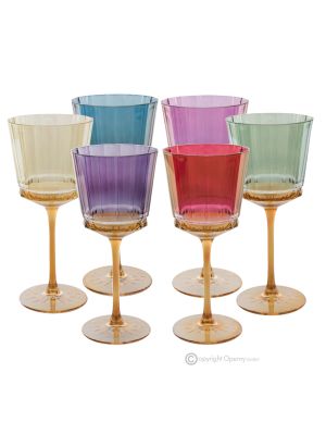 MADDY Set mit 6 authentischen, handbemalten Wassergläsern mit Stiel aus hochwertigem Glas.
