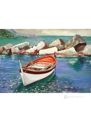 YACHTHAFEN Acrylgemälde auf Leinwand modern Made in Italy