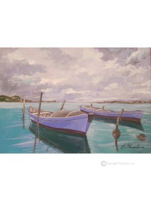 YACHTHAFEN Acrylgemälde auf Leinwand modern Made in Italy