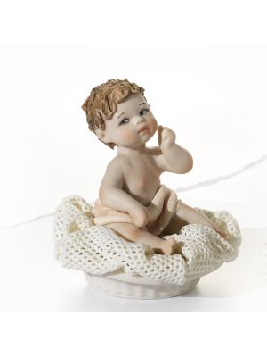 MAOMAO Capodimonte Porzellanstatuette, zarte Babypuppe.