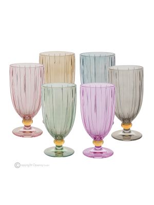 MILA Set aus 6 authentischen, modernen, handbemalten Trinkgläsern aus hochwertigem Glas.
