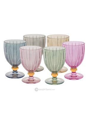 MILA Set mit 6 authentischen handbemalten Weingläsern mit Stiel aus hochwertigem Glas.