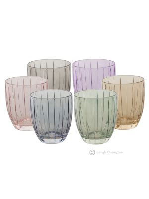 MILA Set mit 6 authentischen, modernen, handbemalten Wassergläsern aus hochwertigem Glas.