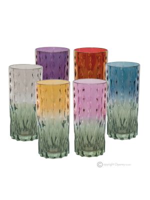 MISTRAL Set mit 6 authentischen, modernen, handbemalten Trinkgläsern aus hochwertigem Glas.
