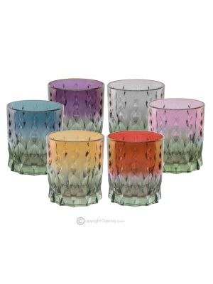 MISTRAL Set mit 6 authentischen, modernen, handbemalten Wassergläsern aus hochwertigem Glas.