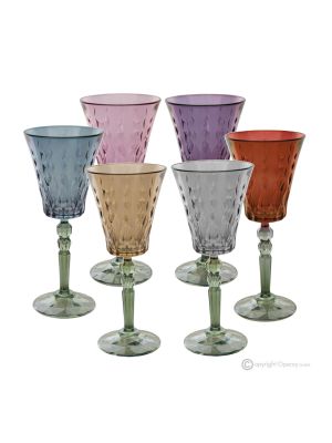 MISTRAL Set mit 6 authentischen handbemalten Weingläsern mit Stiel aus hochwertigem Glas.