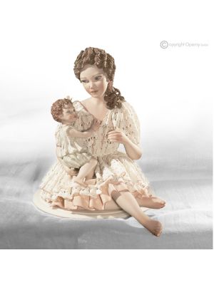 HAPPY MOMENTS Mutter- und Babystatuette aus Capodimonte-Porzellan, romantischer italienischer Touch.