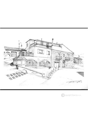 MONTAGUTO Füllerzeichnung auf Leinwand modern Made in Italy