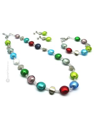 FRANCESCA Schmuckset Damen Muranoglas Schmuck mundgeblasene Glasperlen hochwertig Venedig Stil
