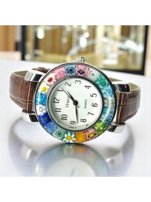 SPACE 3 Muranoglas Schmuck Damenuhr Bunt Murrine Italienisches Design hochwertig exklusiv