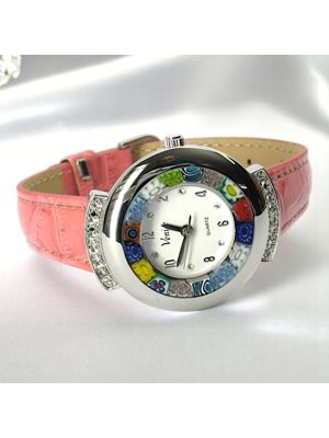 STAR 16 Edle Damenuhr Murano Glas Schmuck Lederarmband Venedig Stil Italienisches Design